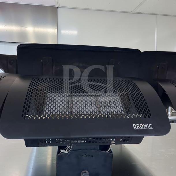 Bromic Tungsten Smart-Heat gas heater, wall-mounted, black finish, mesh design, elite condition, fully tested operational.