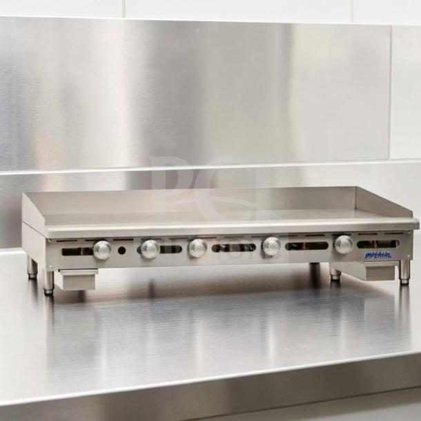 Imperial ITG-60 60" gas griddle with 1" steel plate, thermostatic controls, natural gas, superior condition, fully tested.