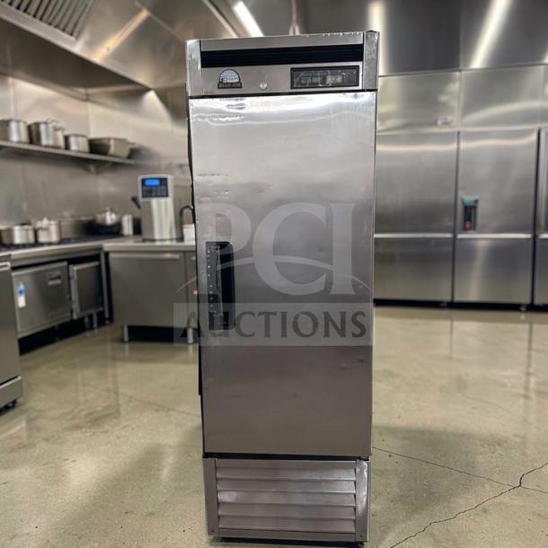 Blue Air BSR23-HC reach-in refrigerator, stainless steel, 26" single section, 23 Cu. Ft., bottom mount, excellent condition.