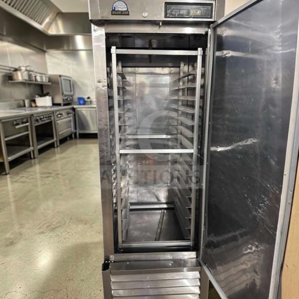 Blue Air BSR23-HC reach-in refrigerator, 23 cu. ft., stainless steel, single section, bottom mount, excellent condition.