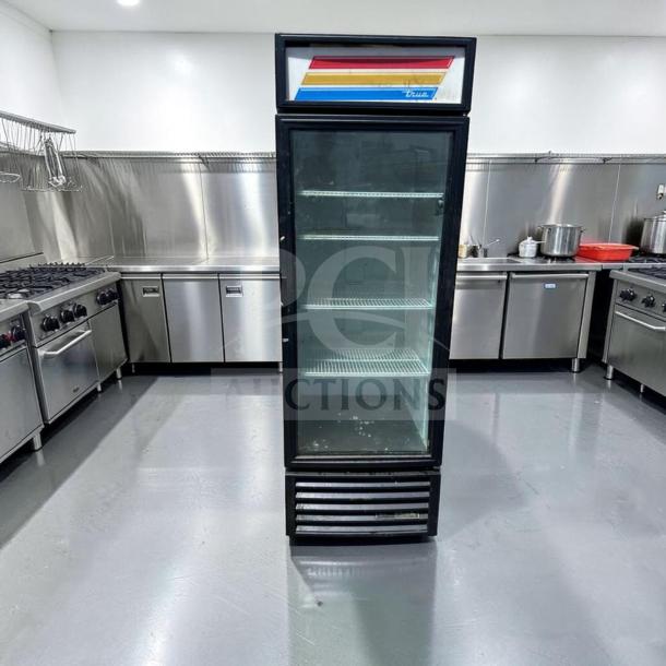 True GDM-23-HC merchandiser, 27", black, glass door, LED lighting, excellent condition, tested, 115V, single section.