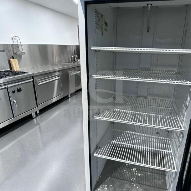 True GDM-23-HC 27" Commercial Glass Door Merchandiser, black, LED lighting, single section, excellent condition.