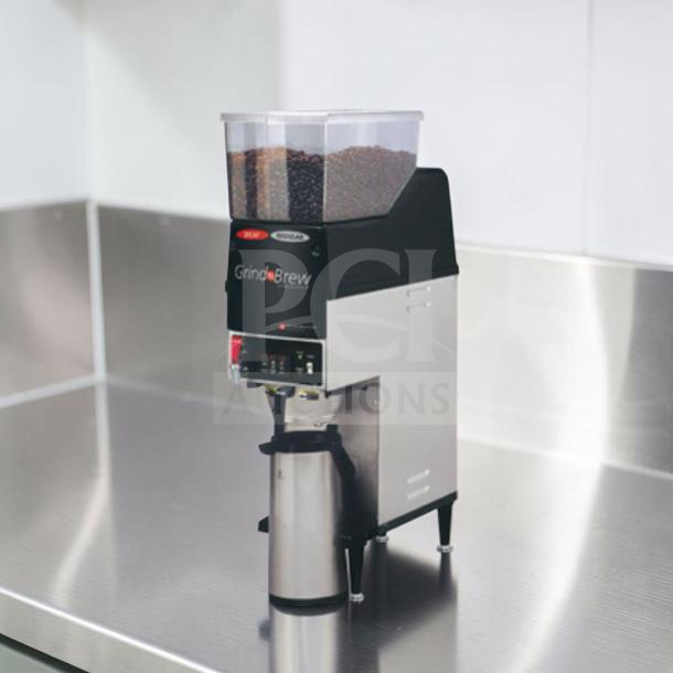 Grindmaster GNB-20H Coffee System, dual hopper, airpot brewer, 120V. Stainless steel, premium condition, fully tested.
