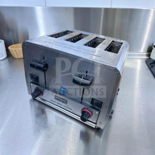 Waring WCT850 4-slice commercial toaster, dual control, 208V, stainless steel, fully tested, elite condition.
