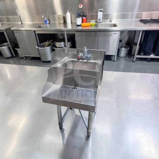 Advance Tabco SL-RS-18 stainless steel blender station with 18"x23" dump sink and faucet, superior condition, commercial bar prep unit.