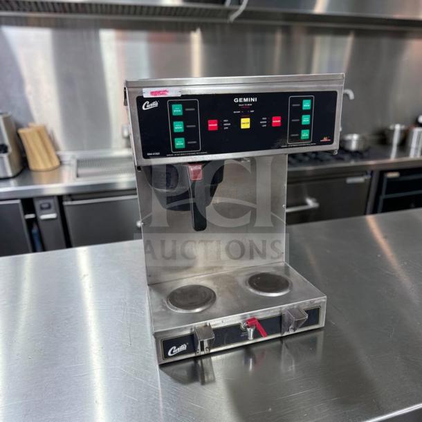 Curtis GEMINI Twin Coffee Brewer SCGEM-612ILDS10, stainless steel, dual brewer, fully operational, commercial use.
