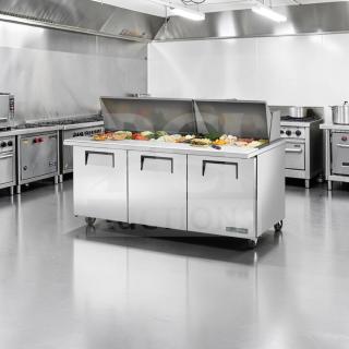 True TSSU-72-30M-B-ST-HC 72” Mega Top Sandwich/Salad Prep Table, refrigerated, exceptional condition, fully tested.
