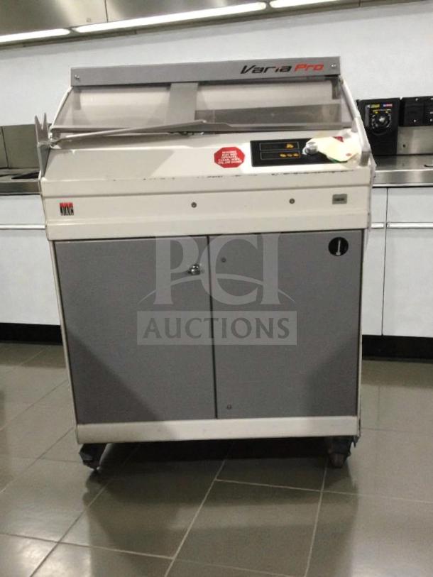 JAC Varia Pro VPL 800 bread slicer, exceptional condition, 230V/3 phase, fully tested, JAC S.A. Belgium model, visible control panel.