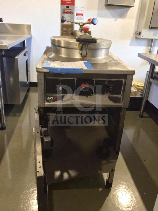 BKI Commercial Pressure Fryer, stainless steel floor model, premium condition, fully tested, model BKI-L-PFR-0278.