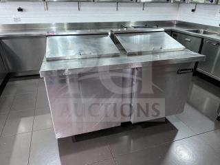 Continental Commercial Refrigerated Prep Table in stainless steel, excellent condition, NSF & UL listed, fully operational.