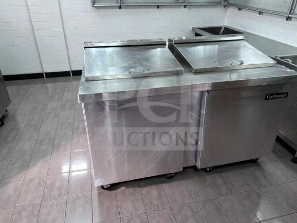 Continental Commercial Refrigerated Prep Table, stainless steel, excellent condition, NSF & UL listed, model CON-L-PREP-0388.