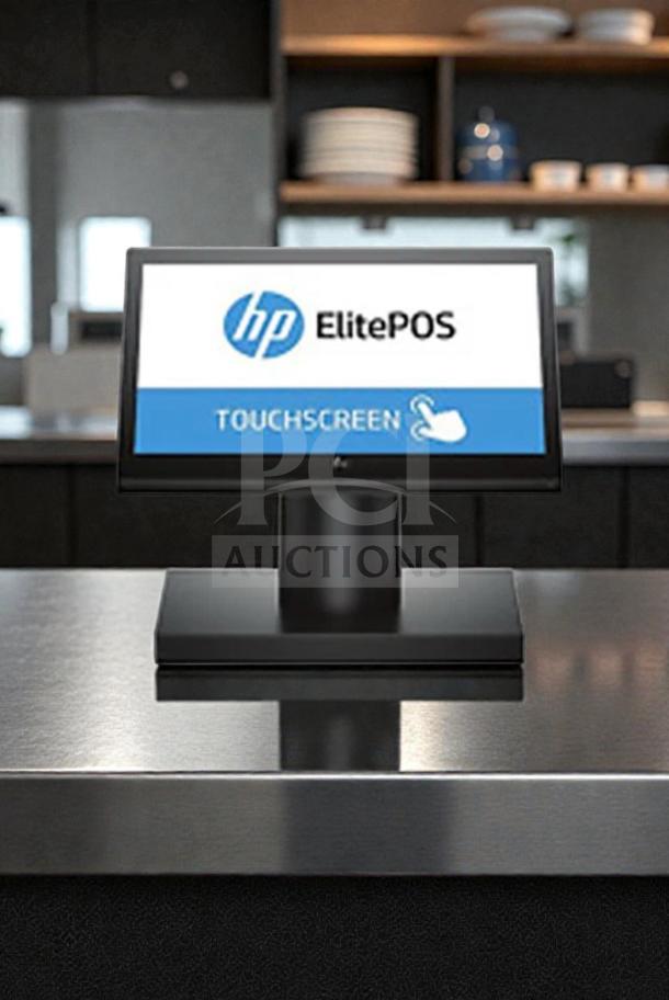 Brand new HP Engage One AIO POS System, Model 145, touchscreen display, UL Listed, in original box, premium condition.