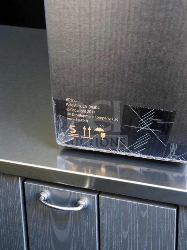 Brand new HP Engage One AIO Model 145 POS system in original box, UL listed, sealed, by Hewlett-Packard, USA.