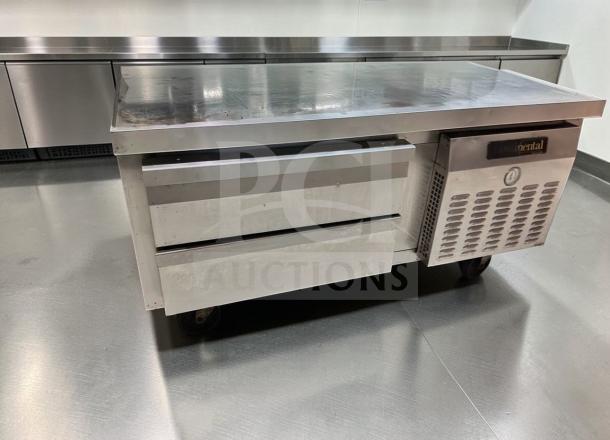 Continental D48GFN Chef Base Freezer, 48-inch, 2-drawer, stainless steel, excellent condition, commercial kitchen, 115V.