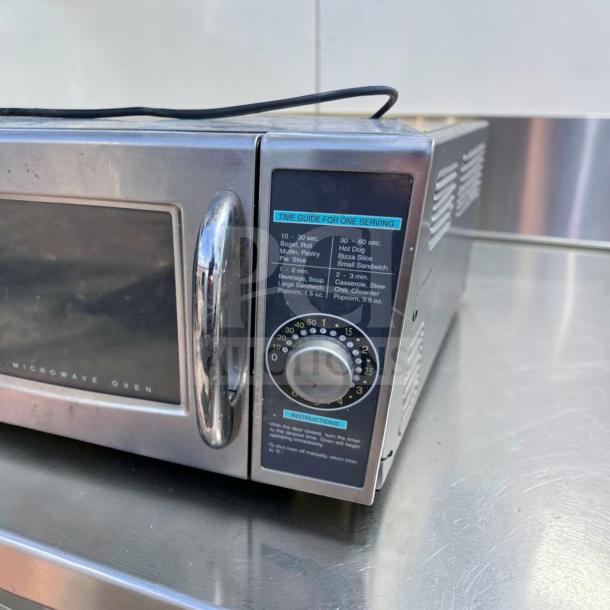 Sharp R-21LCFS commercial microwave, 1000W, stainless steel, dial control, excellent condition, fully tested, 120V.