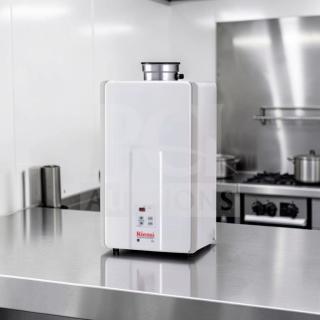 Rinnai V75iN tankless water heater, 7.5 GPM, 180,000 BTU, natural gas, indoor use, top-tier condition, fully tested, model RIN-M-TWH-0901.