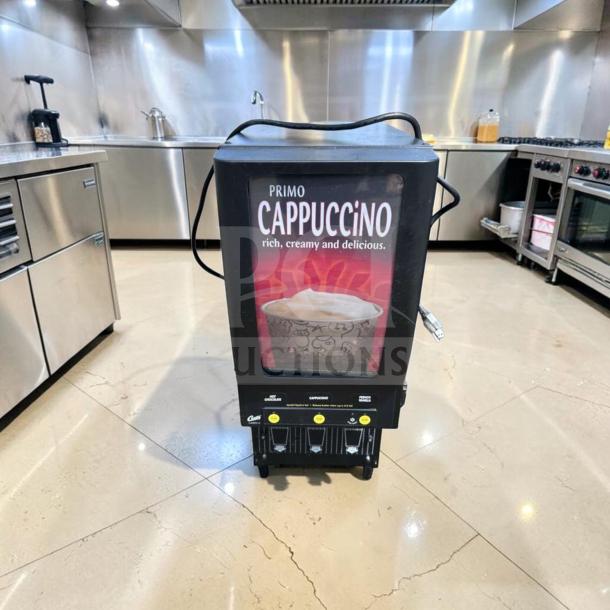 Wilbur Curtis 3-Station Cappuccino Dispenser, model CAFEPC3CS10000, superior condition, fully tested, commercial use.