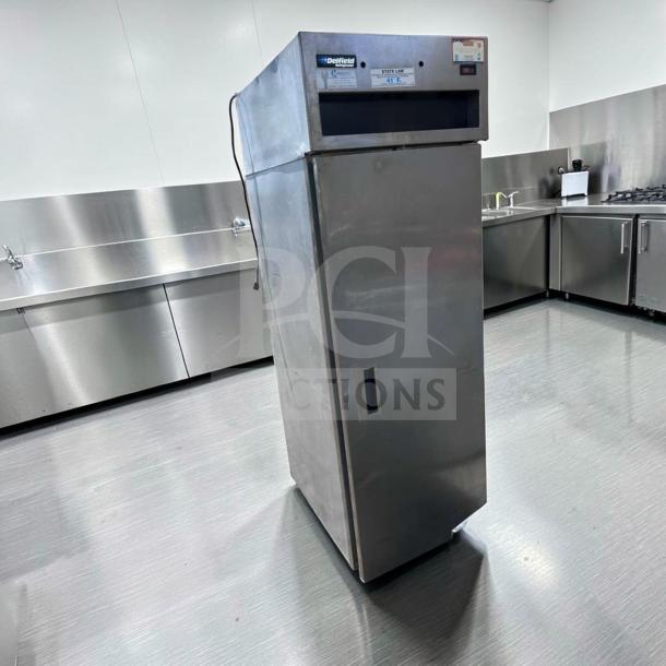 Delfield 6025XL-S stainless steel reach-in refrigerator, 25 1/2", single section, 115V, fully tested, excellent condition.
