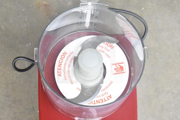 BRAND NEW SCRATCH AND DENT Robot Coupe R2BCLR 3 Qt. Clear Batch Bowl Food Processor, 1 hp, 120V, warning label visible.