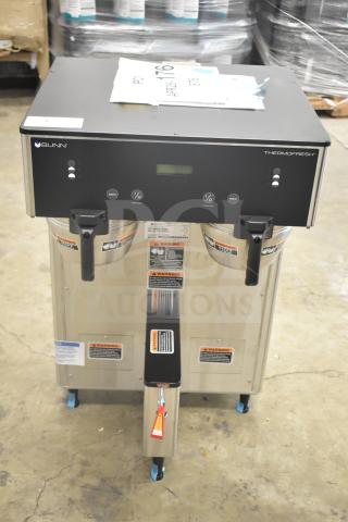 Brand new Bunn DUAL TF DBC 34600.0006 BrewWISE Dual ThermoFresh DBC Brewer with funnel lock, hot water dispenser, 120/208V, 1-phase.