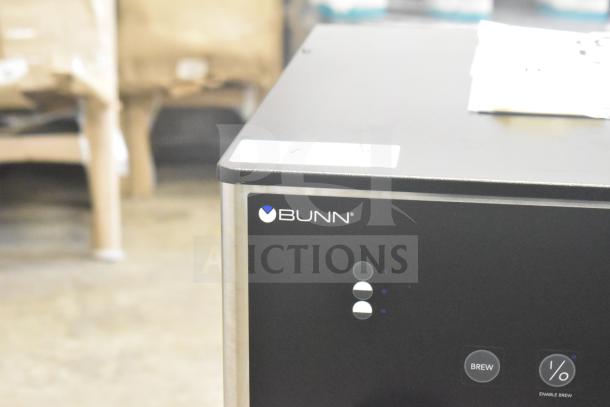 BRAND NEW 2025 Bunn DUAL TF DBC BrewWISE Brewer, black panel with Bunn logo, 120/208V, scratch and dent condition.