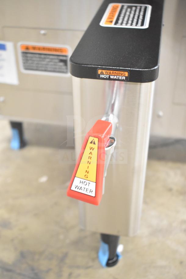 BRAND NEW Bunn DUAL TF DBC 34600.0006 BrewWISE brewer, funnel lock, hot water dispenser, warning labels visible.