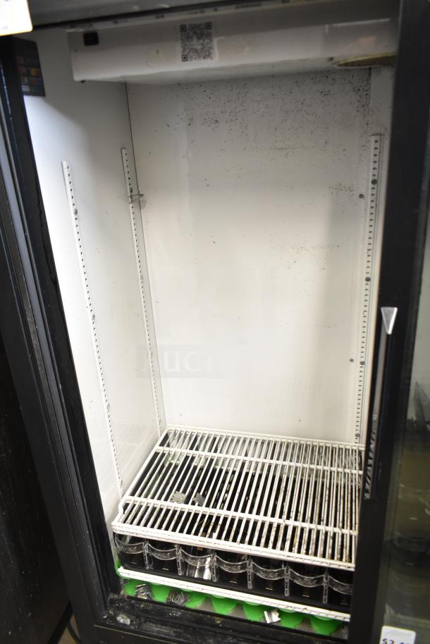 True GDM-41SL-60-LD commercial cooler, two-door, white interior, includes wire shelves, used condition, 115V, 1-phase.