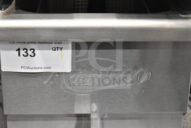 Brand new Avantco 177F200 electric fryer, 15 lb. capacity, 208-240V, medium-duty, scratch and dent condition, visible label.