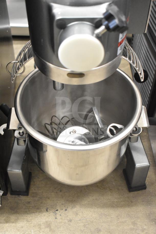 Brand new Avantco 177MX10H 10 qt. planetary dough mixer with bowl, guard, paddle, whisk; 120V, 1 phase.
