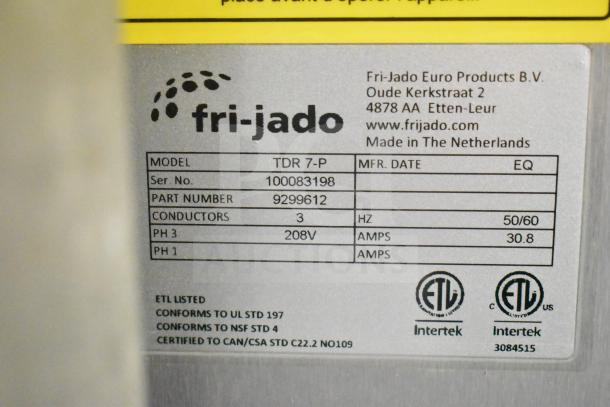 Fri-jado TDR7-P Commercial Floor Style Electric Powered Rotisserie Oven on Commercial Casters. 208 Volts, 3 Phase. - Image 6 of 9