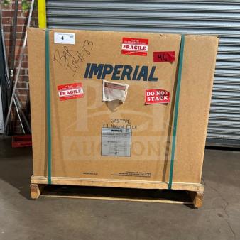 Brand new Imperial IHR2FT 2-burner French top range/oven combo in box, natural gas, model IHR-2FT, SN: 01364723.