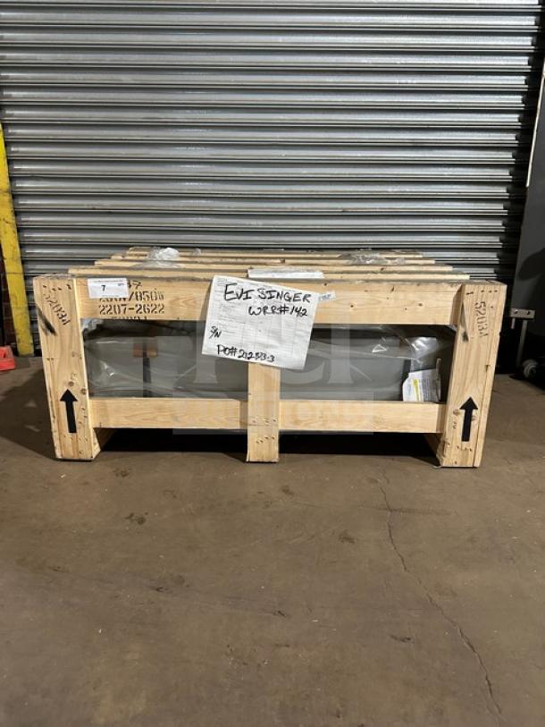 Brand new Atlas Metals WTH37 3-bay electric drop-in steam table in wooden crate. Model WTH37, Serial 22072622A, 208V, 1 phase.