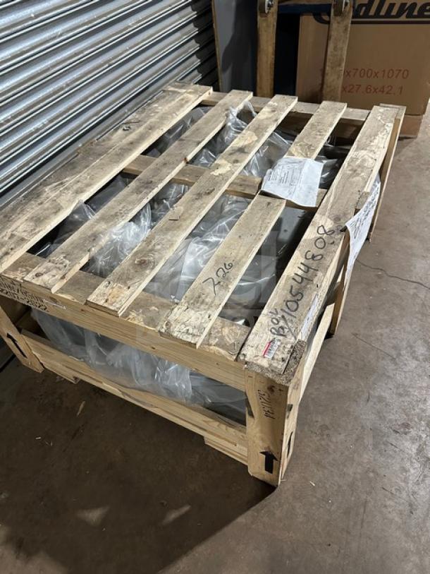 Atlas Metals WTH37 electric steam table in wooden crate. Brand new, 3 bay, 208V, 1 phase. Serial: 22072622A.