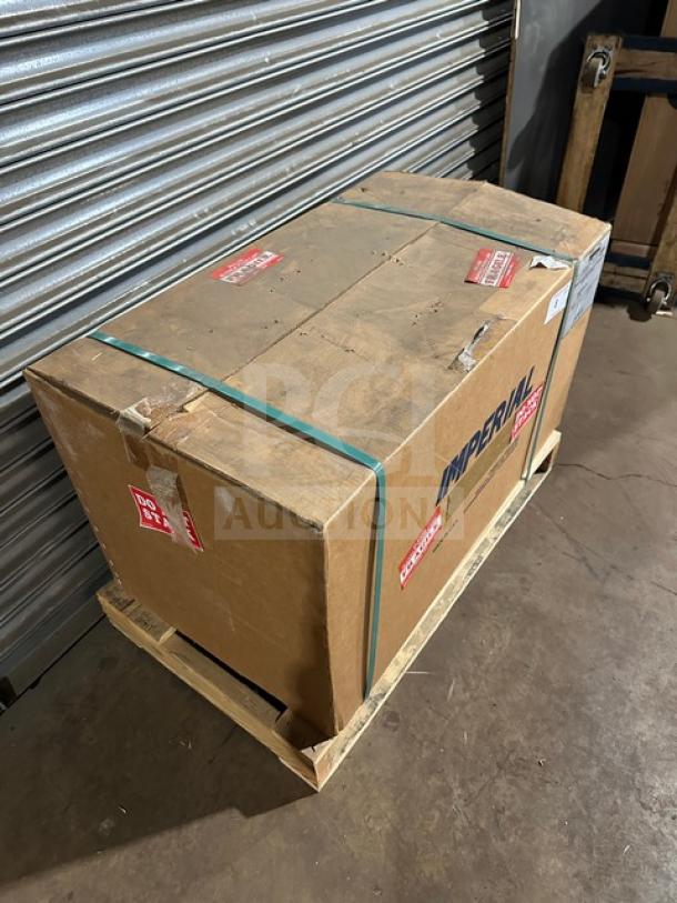Brand new Imperial IHCM-36 cheese melter in box. Stainless steel, natural gas, infrared burner. Model: IHCM36.