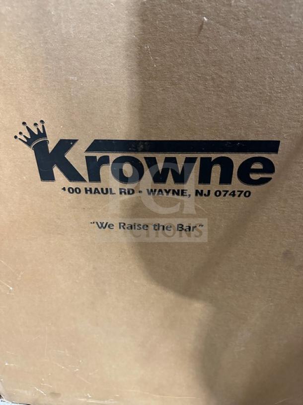 Brand new Krowne stainless steel under counter bar glass dry rack, model KR18-S24, in original box.