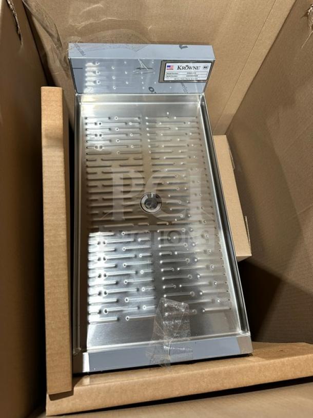 Krowne stainless steel under-counter bar glass dry rack, model KR24-S12, new in box, on legs, serial 03030004023.