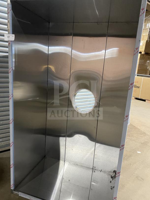 BRAND NEW Captive Air 72" all stainless steel exhaust hood, pristine condition, protective packaging visible.