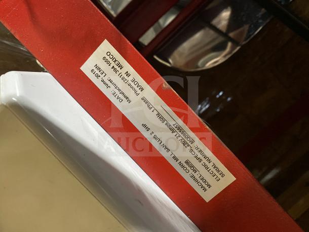 Meadows Mills Steel Burr Grain/Flour Mill, Model MQ098, Serial MQ098S057, 220V, 1 Phase. New, on crate.