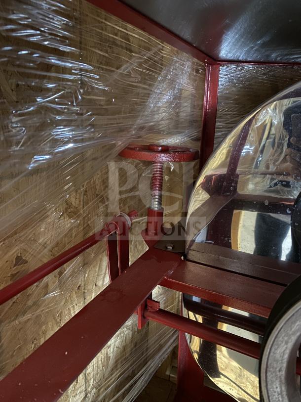 Meadows Mills Steel Burr Grain/Flour Mill, Model MQ098, brand new, red, crated, 220V 1 Phase, serial MQ098S057.