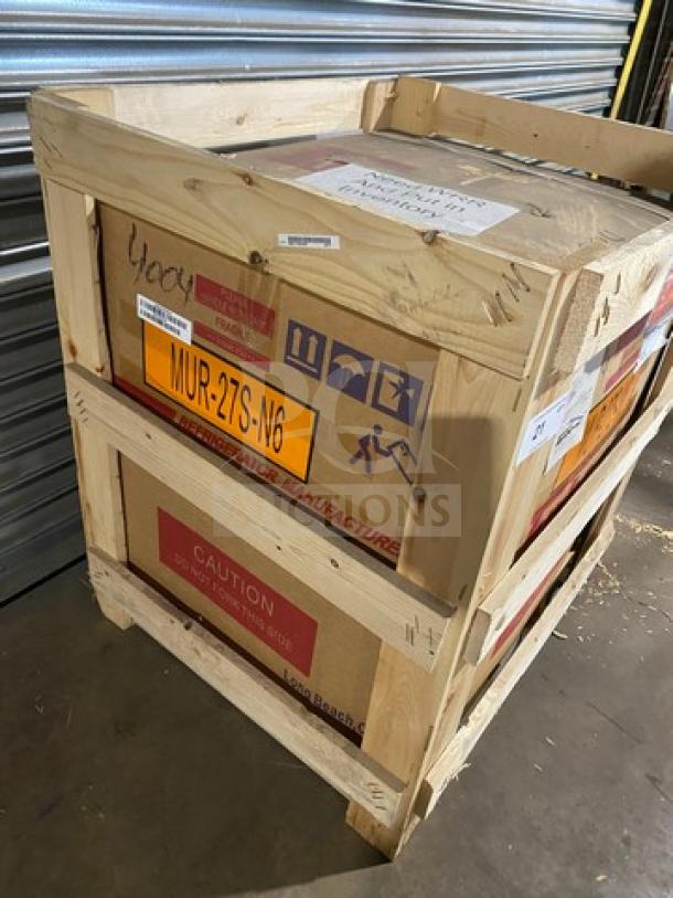 Turbo Air M3 MUR-27S-N6 undercounter refrigerator in crate, model MUR27SN6, 115V, solid door, on casters, new.