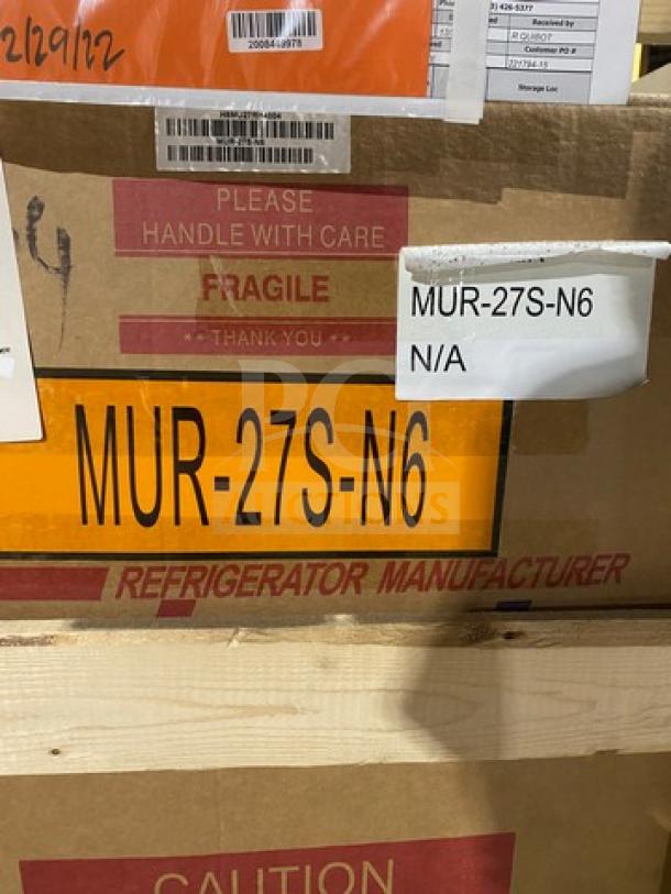 Turbo Air M3 MUR-27S-N6 27" undercounter refrigerator, brand new in crate, includes solid door, model MUR27SN6, 115V, on casters.