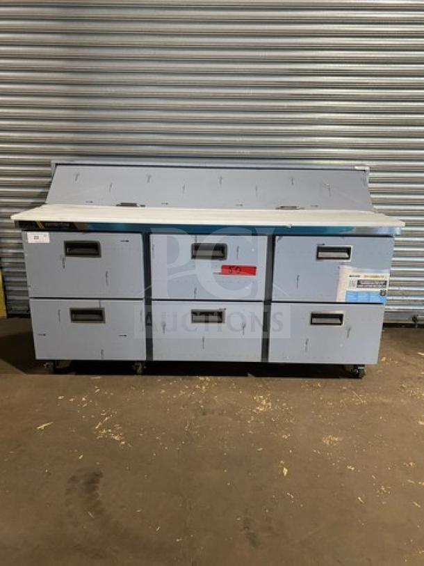 Brand new Traulsen Centerline CLPT7220 refrigerated 72" 6-drawer bain marie, 115V 1Phase, on casters, serial 24A02519.