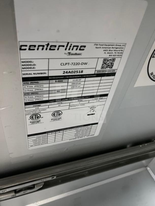 Brand new Traulsen Centerline CLPT7220 Bain Marie, 72", 6 drawer, refrigerated, 115V, 1 Phase, on casters, serial 24A02519.