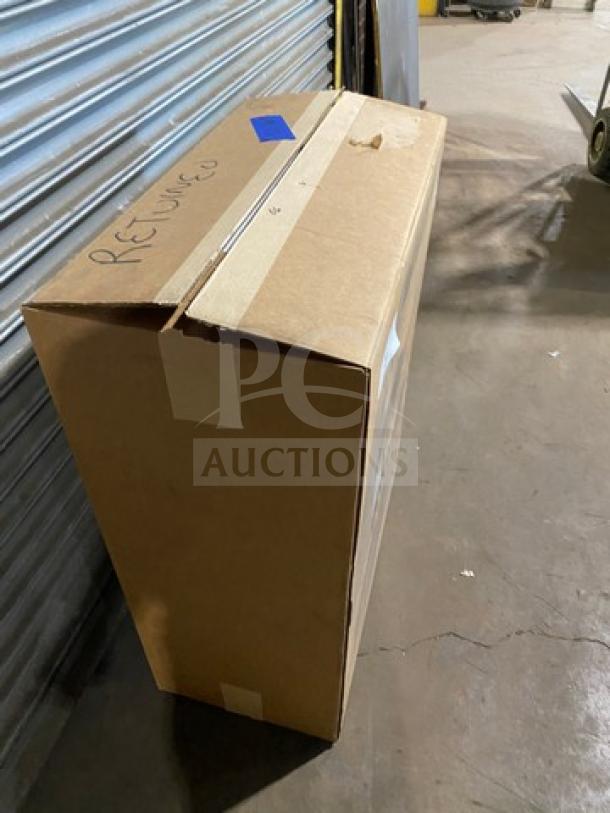 Brand new Fetco HWB-2110 10-gallon hot water dispenser in sealed box, model HWB2110, labeled "Reserved."