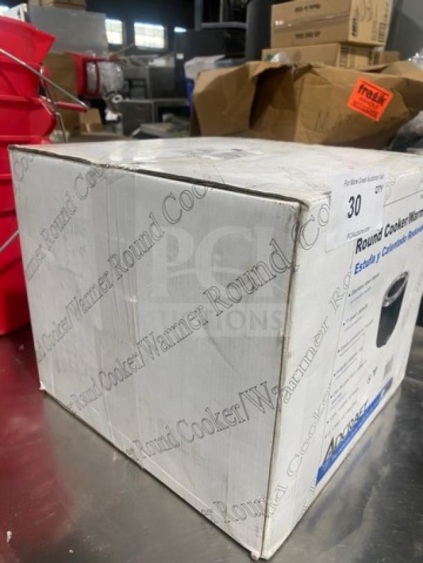 Brand new Adcraft 11Q Round Warmer/Cooker, Model FW1200WRB, 115V 1 Phase, in original unopened box.
