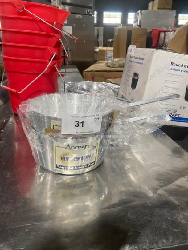 BRAND NEW Adcraft Aluminum Tapered Sauce Pot, Model 3003, wrapped in plastic with label.