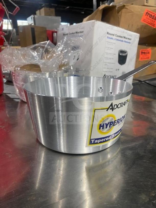 Adcraft Aluminum Tapered Sauce Pot, Model 3003, brand new, with Hyperion label visible.