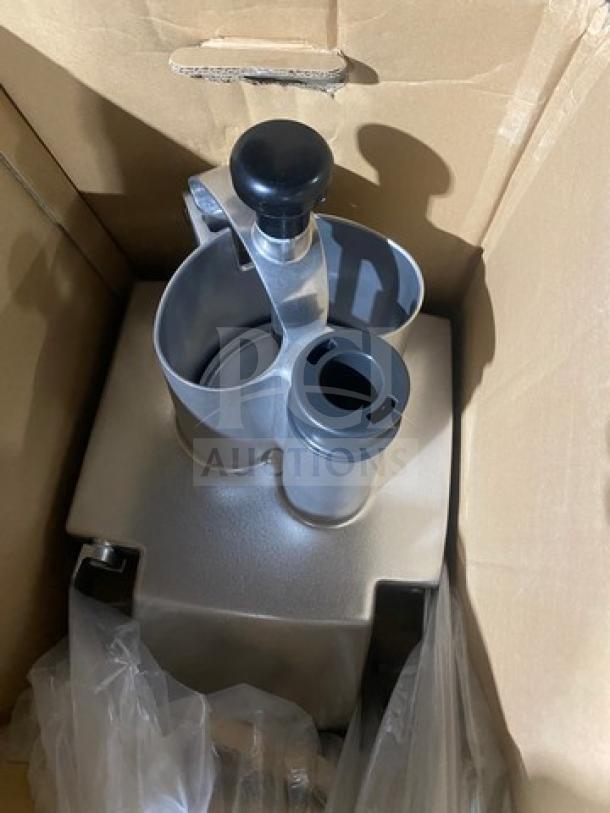 Brand new Robot Coupe food processor attachment head, Model 502/502VV/602/602VV, in original packaging.