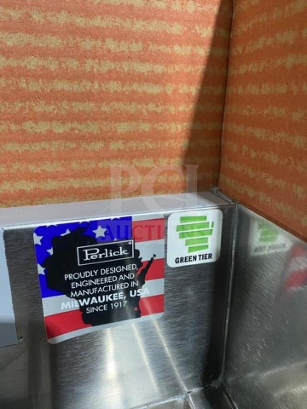 BRAND NEW Perlick Model 7055AD under-counter bar glass dry rack, stainless steel, USA-made, energy-efficient Green Tier label.