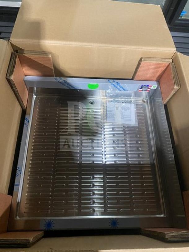 Brand new Perlick under-counter bar glass dry rack, model 7055AD, all stainless steel, in original box.